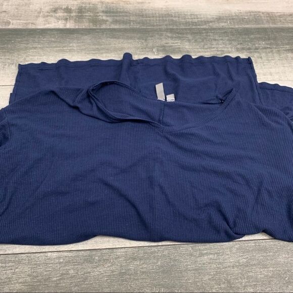 ASOS Navy Long Sleeve V-Neck Top Size US 4 ribbed - Picture 6 of 9